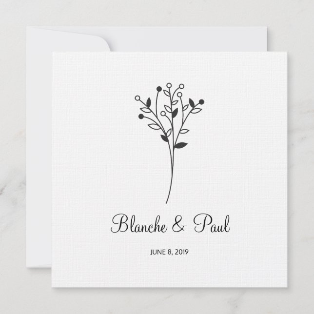 Twigs Wedding Monogram Invitation Design (Devant)