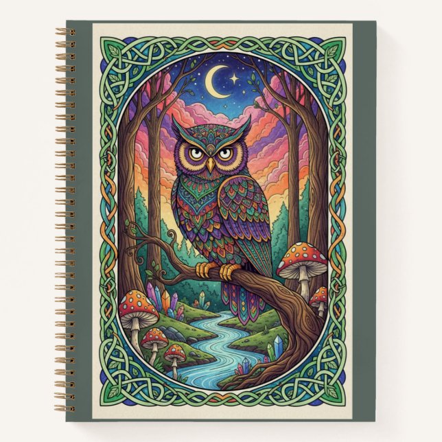 Twilight River Owl Zentangle Forest Journal (Devant)