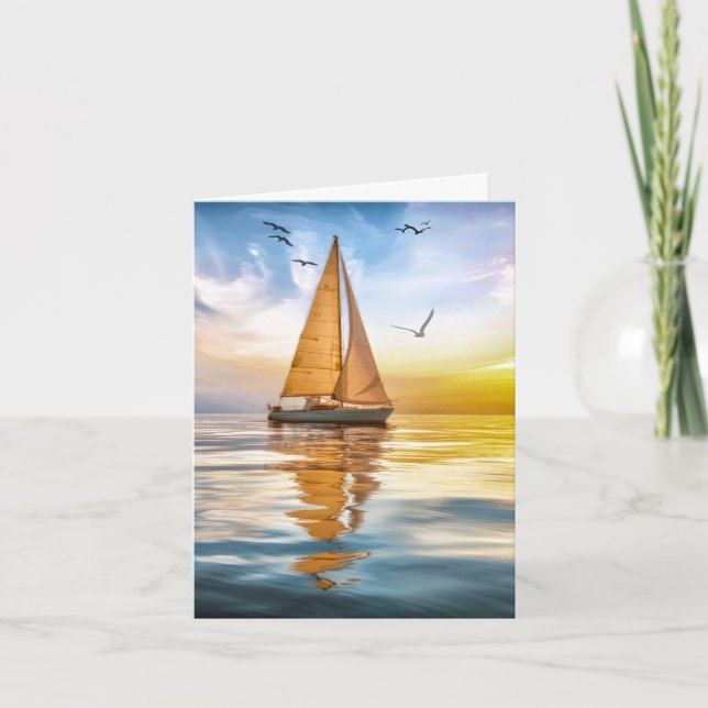Twilight Sailboat and Seagulls Nautical (Devant)