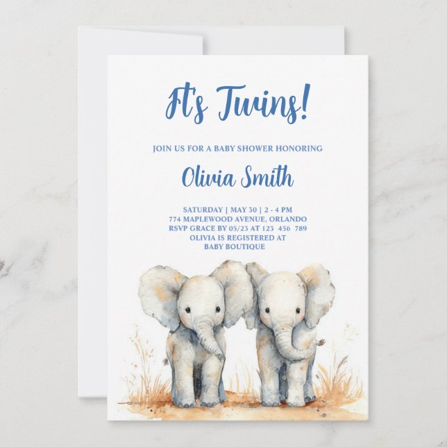 Twin Baby Shower Invitation – Double the Joy Baby (Devant)