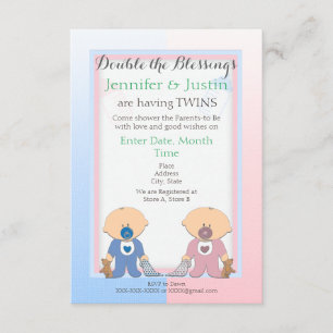 Twin Baby Shower Invitations - Garçon et fille