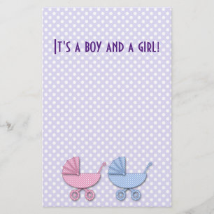 twin boy & girl polka dot stroller - cadeaux