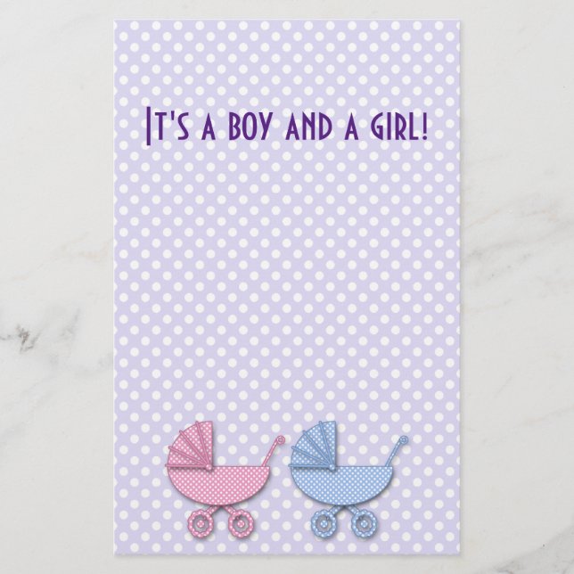 twin boy & girl polka dot stroller - cadeaux (Devant)