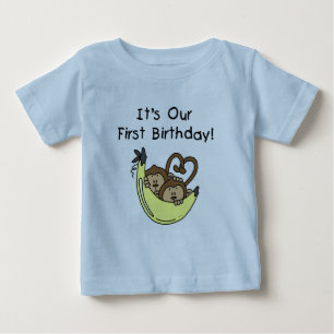 Twin Boys 1st Birthday Monkey Tshirts et cadeaux