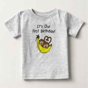 Twin Boys 1st Birthday Monkey Tshirts et cadeaux
