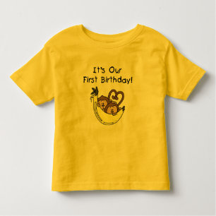 Twin Boys 1st Birthday Monkey Tshirts et cadeaux