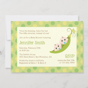 Twin Boys Baby shower Invitation Deux Pois Dans Un