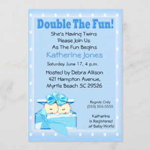 Twin Boys Baby Shower Invitations