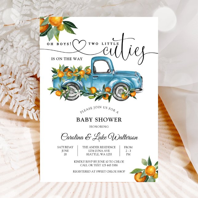 Twin Boys Cuties Baby Shower Invitation (Créateur téléchargé)