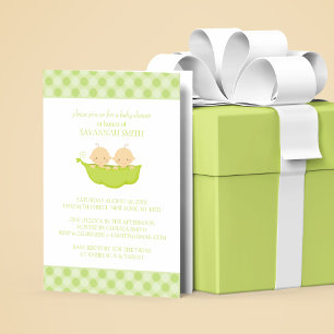 Twin Boys in a Pea Pod Invitations de douche pou