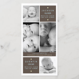 Twin Boys moderne Photo Baby Faire-part de naissan