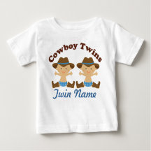 Twin Boys Personnalisé Cowboy Baby T-shirt