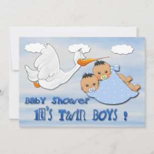 Twin Boys - Stork Baby Shower Invitations