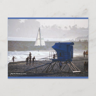 Twin Bridges Lifeguard Carte postale Blue Beach