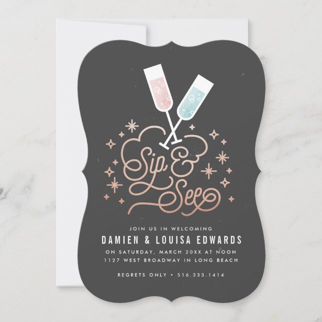 Twin Cheers to the Little One Sip & See Invitation (Devant)