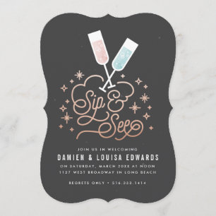 Twin Cheers to the Little One Sip & See Invitation