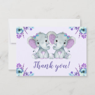 Twin Elephant Carte de remerciements Rustique Flor
