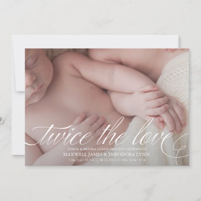 Twin Faire-part de naissance Twice the Love (Devant)