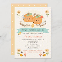 Twin Girl Citrouille Baby Shower Invitations
