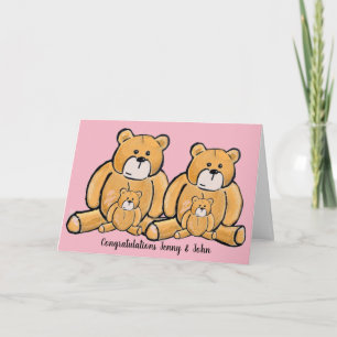 Twin girl teddy bear carte de félicitations