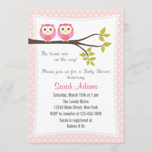 Twin Girls Baby shower Invitation rose
