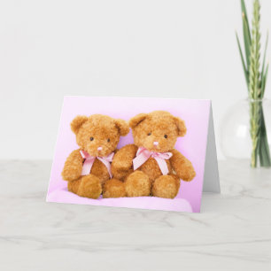 Twin Girls Nounours Baby shower Carte de voeux