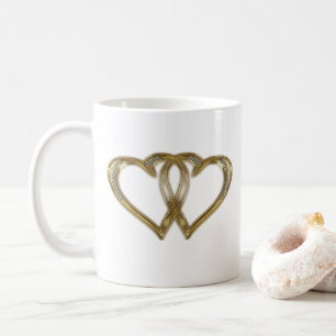 Twin Gold Hearts Saint Valentin Mug