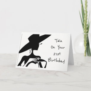 TWIN-HAPPY *21E ANNIVERSAIRE** Carte d'anniversair