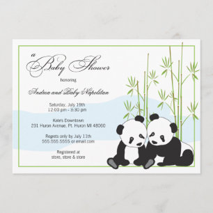 Twin Pandas Invitations de douches pour bébés