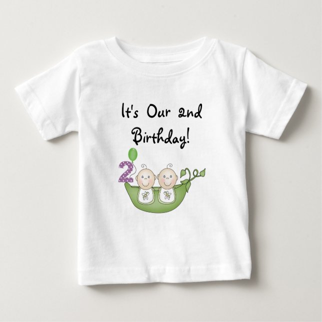Twin Peas in a Pod 2e Anniversaire T-shirts et cad (Devant)