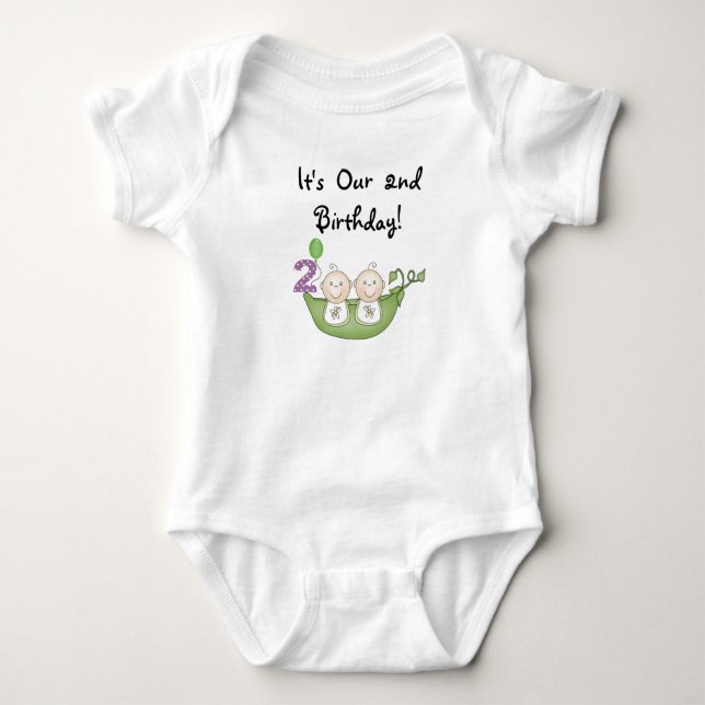 Twin Peas in a Pod 2e Anniversaire T-shirts et cad (Devant)