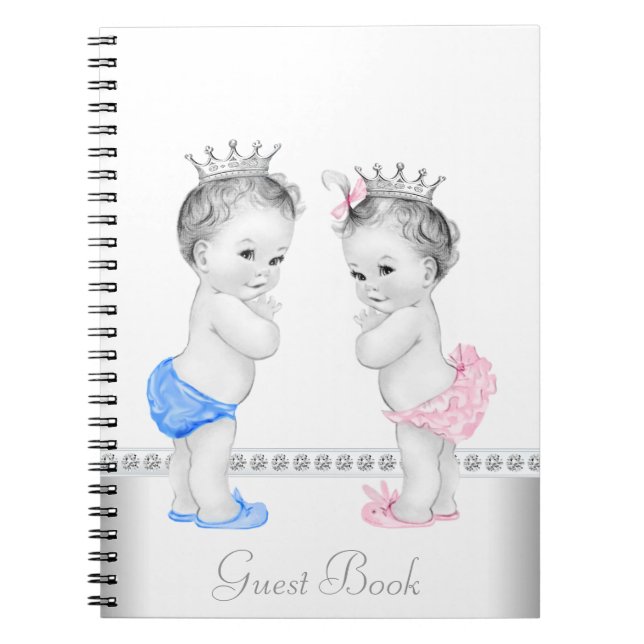 Twin Prince et Princess Baby shower Livre d'invité (Devant)