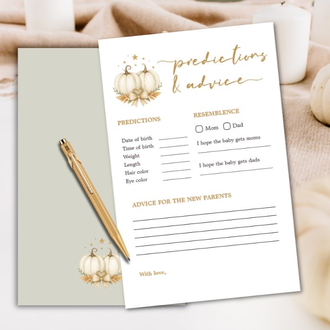 Twin Pumpkins Boho Baby Shower Predictions Game (Créateur téléchargé)