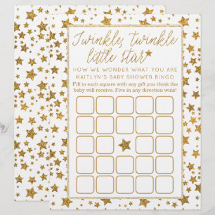 Twink, Twinkle Little Star Baby shower Bingo