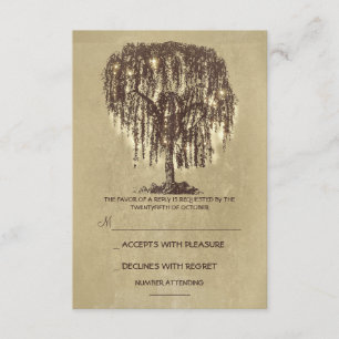 Twinkle Lights Arbre de mariage rustique carte RSV