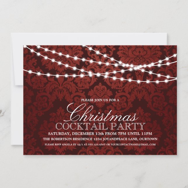 Twinkle Lights Christmas Cocktail Party Invitation (Devant)