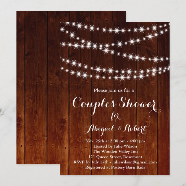 Twinkle Lights Invitation à la douche de couple -  (Devant / Derrière)