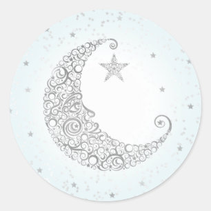 Twinkle Little Star Autocollant Lune Argentée Bleu