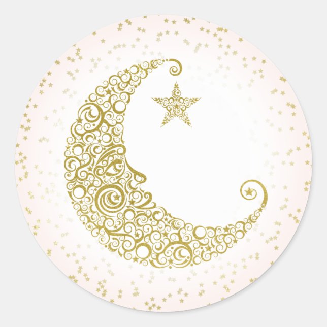 Twinkle Little Star Autocollant Lune Or Rose (Devant)