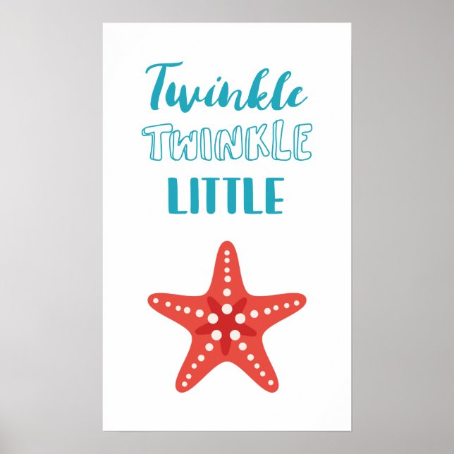 Twinkle Little Star Bleu et Corail Décoration de N (Devant)