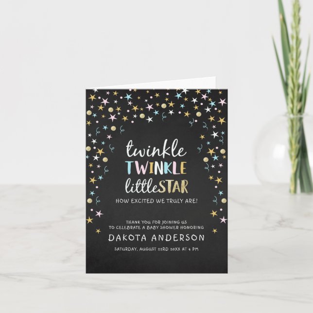 Twinkle Little Star Confetti Chalkboard Merci (Devant)