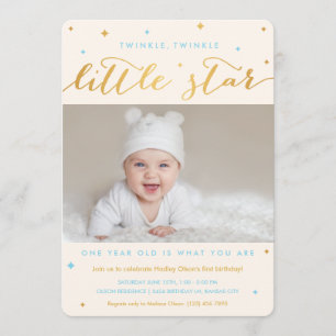 Twinkle Little Star First Birthday Invitation Boy