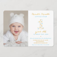 Twinkle Little Star First Birthday Invitations gar