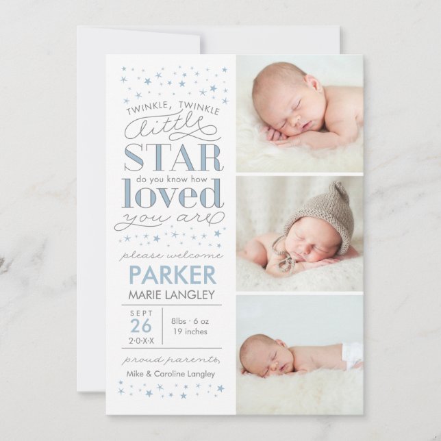 Twinkle Multi Photo Baby Boy Faire-part de naissan (Devant)