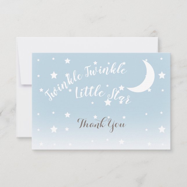 Twinkle petit étoile bleu merci cartes pour notes (Devant)