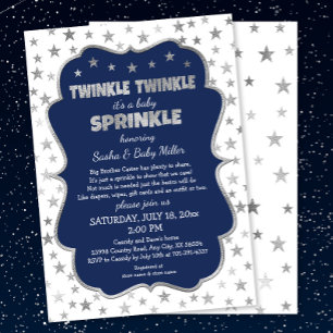 Twinkle Twinkle Baby Sprinkle, invitations d'argen