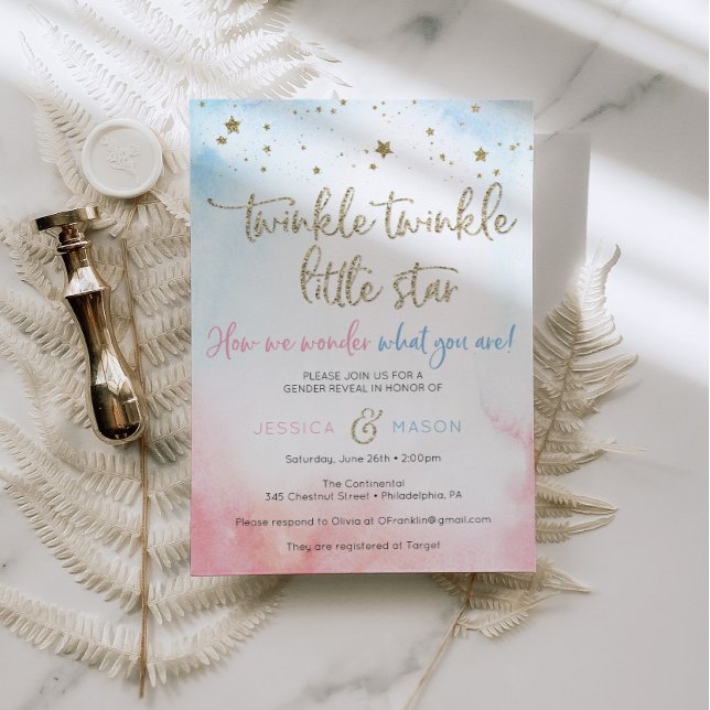 Twinkle Twinkle Genre Reveal Carte Invitation (gender reveal)