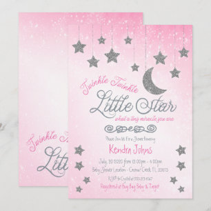 Twinkle Twinkle, invitation Baby shower rose