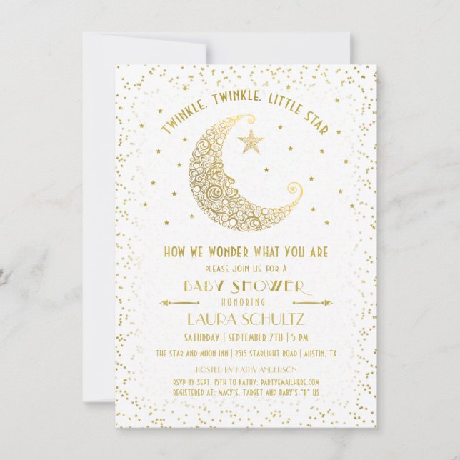 Twinkle Twinkle Little Star Baby shower Invitation (Devant)