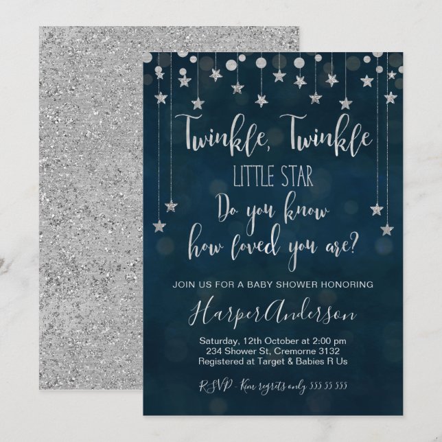 Twinkle Twinkle Little Star Baby shower Invitation (Devant / Derrière)